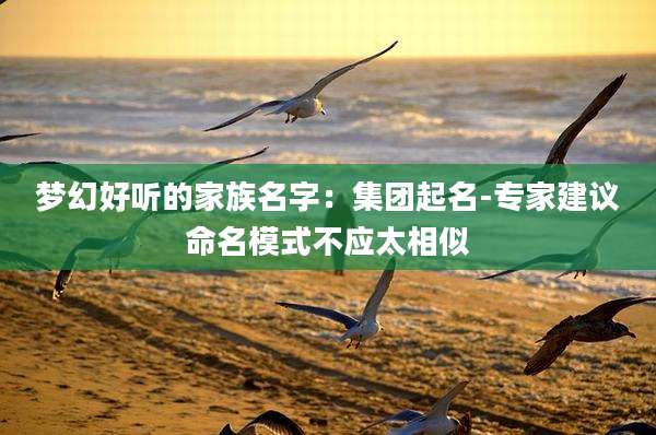 梦幻好听的家族名字:集团起名-专家建议命名模式不应太相似