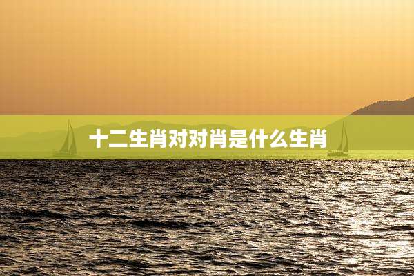 十二生肖对对肖是什么生肖