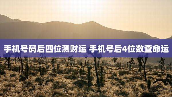 手机号码后四位测财运 手机号后4位数查命运