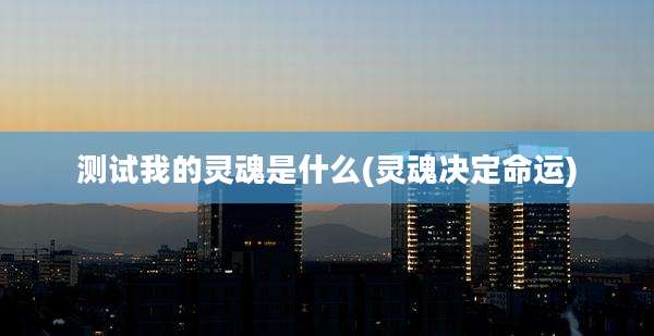测试我的灵魂是什么(灵魂决定命运)
