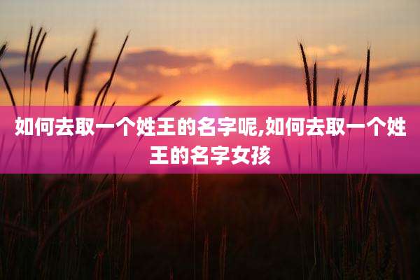 如何去取一个姓王的名字呢,如何去取一个姓王的名字女孩