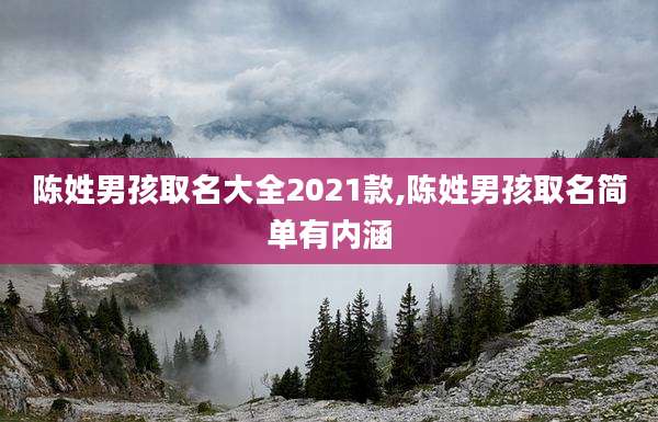 陈姓男孩取名大全2021款,陈姓男孩取名简单有内涵