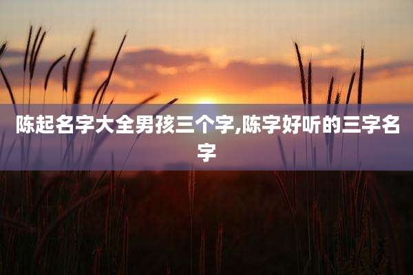 陈起名字大全男孩三个字,陈字好听的三字名字