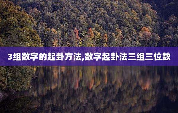 3组数字的起卦方法,数字起卦法三组三位数