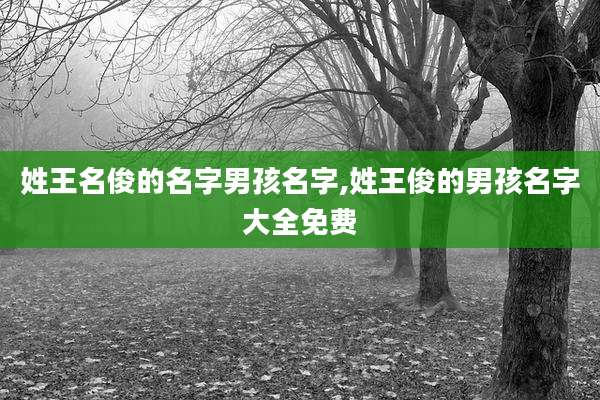 姓王名俊的名字男孩名字,姓王俊的男孩名字大全免费