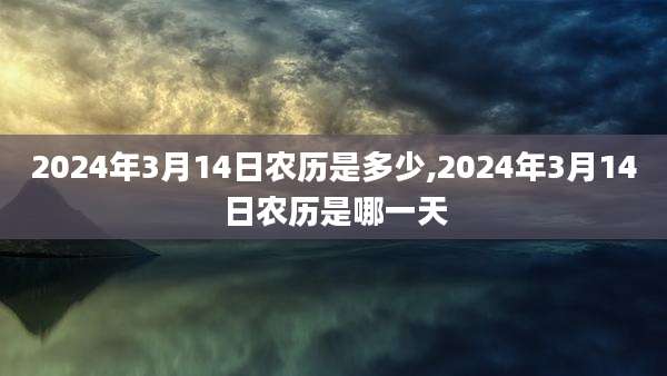 2024年3月14日农历是多少,2024年3月14日农历是哪一天