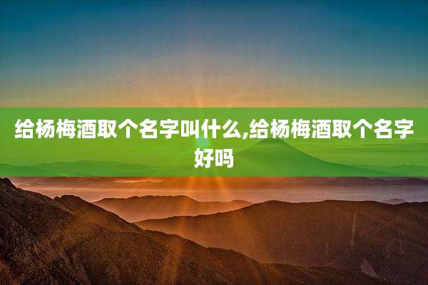 给杨梅酒取个名字叫什么,给杨梅酒取个名字好吗