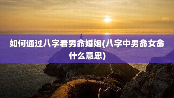 如何通过八字看男命婚姻(八字中男命女命什么意思)
