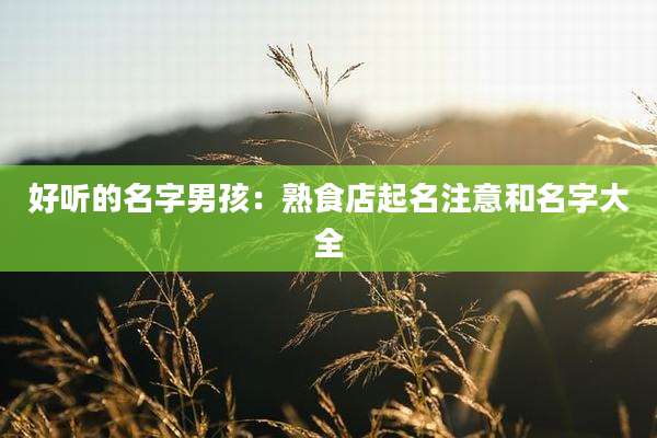 好听的名字男孩：熟食店起名注意和名字大全
