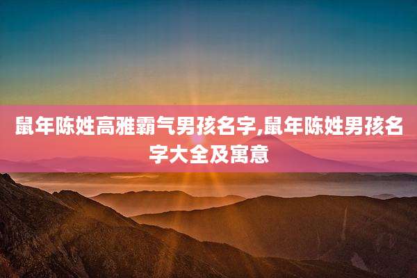 鼠年陈姓高雅霸气男孩名字,鼠年陈姓男孩名字大全及寓意