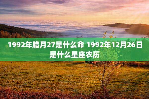 1992年腊月27是什么命 1992年12月26日是什么星座农历