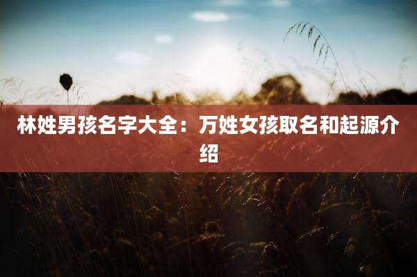 林姓男孩名字大全:万姓女孩取名和起源介绍
