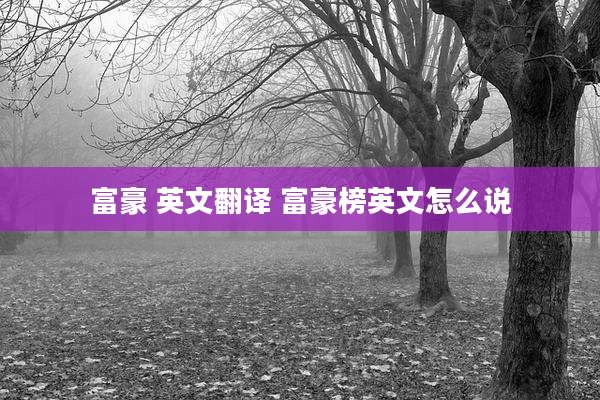 富豪 英文翻译 富豪榜英文怎么说