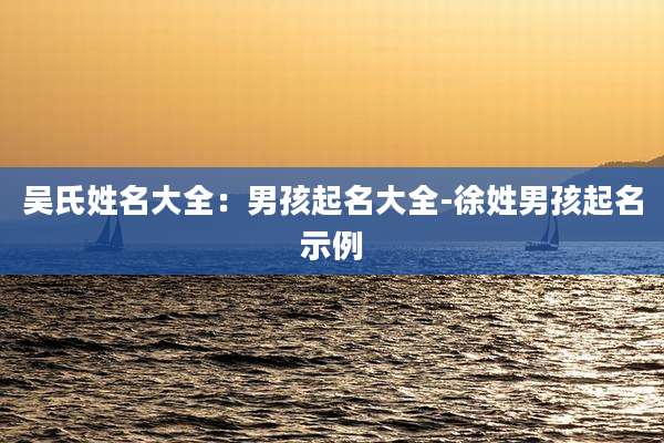 吴氏姓名大全：男孩起名大全-徐姓男孩起名示例