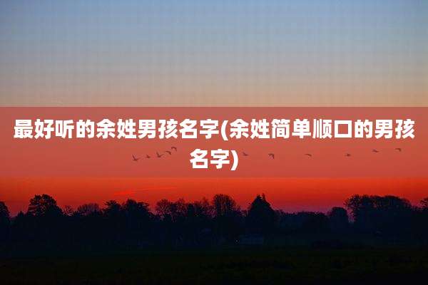 最好听的余姓男孩名字(余姓简单顺口的男孩名字)