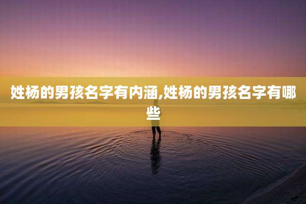 姓杨的男孩名字有内涵,姓杨的男孩名字有哪些
