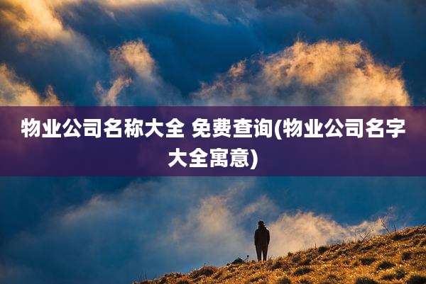 物业公司名称大全 免费查询(物业公司名字大全寓意)