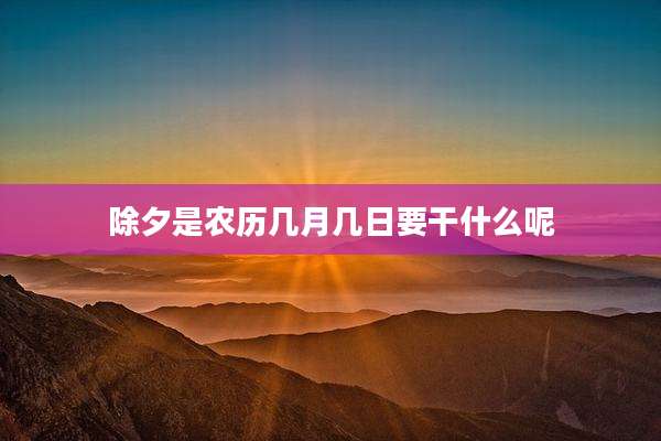 除夕是农历几月几日要干什么呢