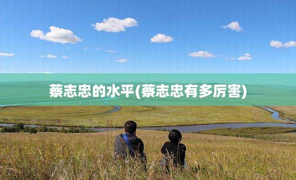蔡志忠的水平(蔡志忠有多厉害)