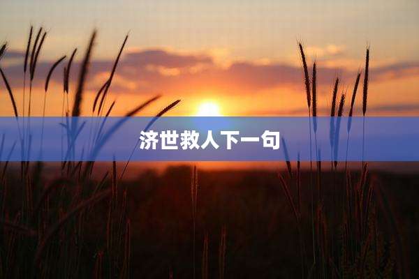 济世救人下一句