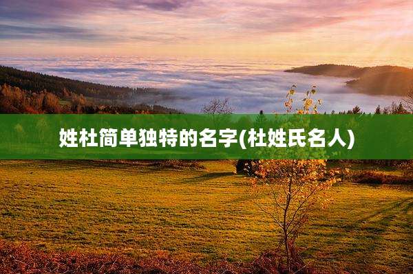 姓杜简单独特的名字(杜姓氏名人)