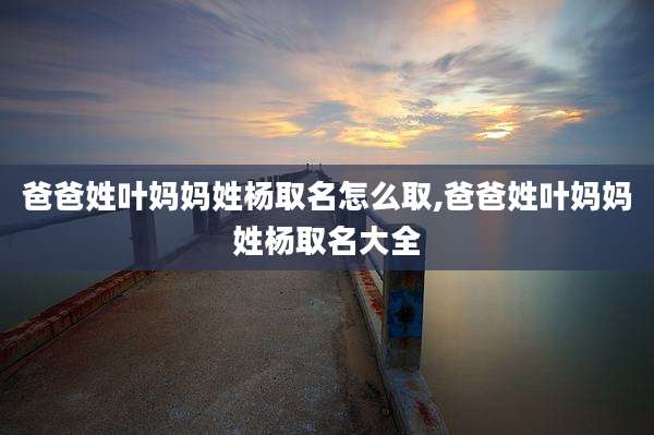爸爸姓叶妈妈姓杨取名怎么取,爸爸姓叶妈妈姓杨取名大全