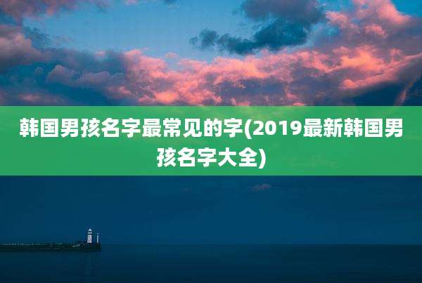 韩国男孩名字最常见的字(2019最新韩国男孩名字大全)