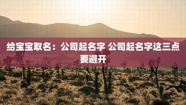 给宝宝取名：公司起名字 公司起名字这三点要避开