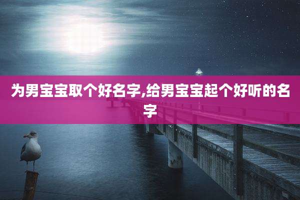 为男宝宝取个好名字,给男宝宝起个好听的名字