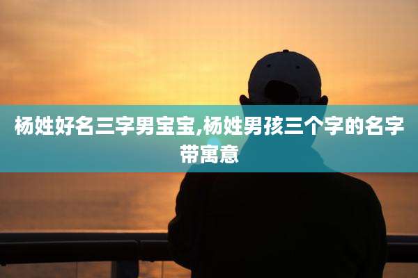 杨姓好名三字男宝宝,杨姓男孩三个字的名字带寓意