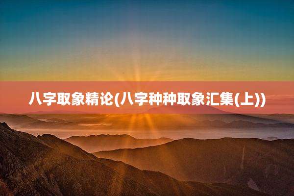 八字取象精论(八字种种取象汇集(上))