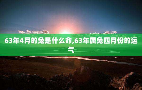 63年4月的兔是什么命,63年属兔四月份的运气