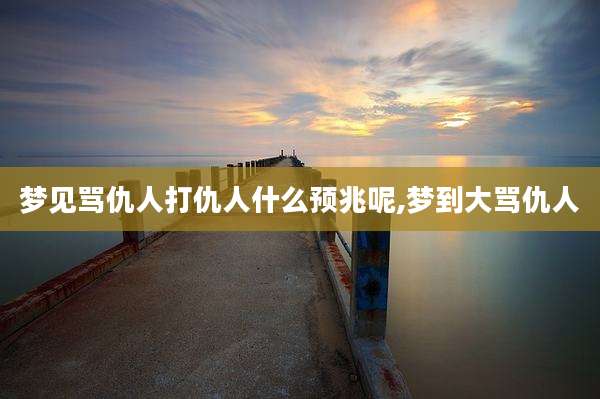 梦见骂仇人打仇人什么预兆呢,梦到大骂仇人