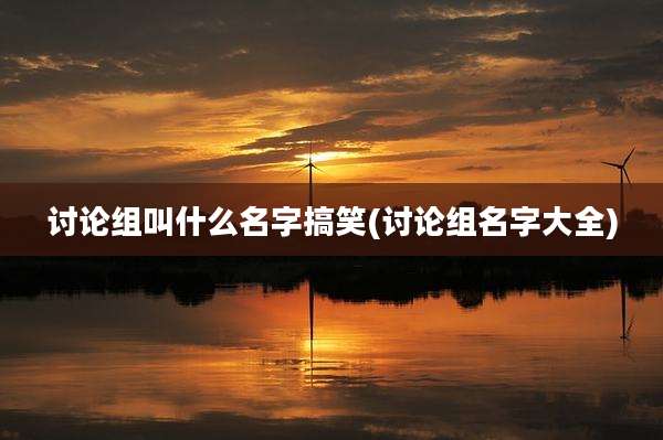 讨论组叫什么名字搞笑(讨论组名字大全)