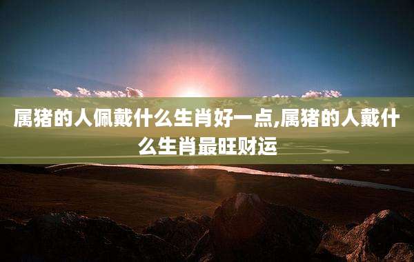 属猪的人佩戴什么生肖好一点,属猪的人戴什么生肖最旺财运