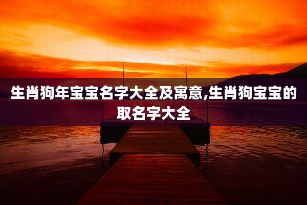 生肖狗年宝宝名字大全及寓意,生肖狗宝宝的取名字大全