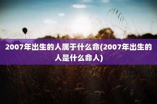 2007年出生的人属于什么命(2007年出生的人是什么命人)