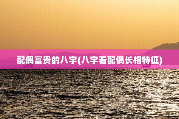 配偶富贵的八字(八字看配偶长相特征)
