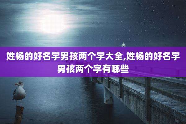 姓杨的好名字男孩两个字大全,姓杨的好名字男孩两个字有哪些