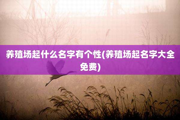 养殖场起什么名字有个性(养殖场起名字大全免费)