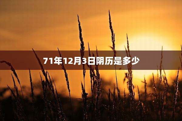71年12月3日阴历是多少
