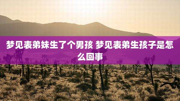 梦见表弟妹生了个男孩 梦见表弟生孩子是怎么回事