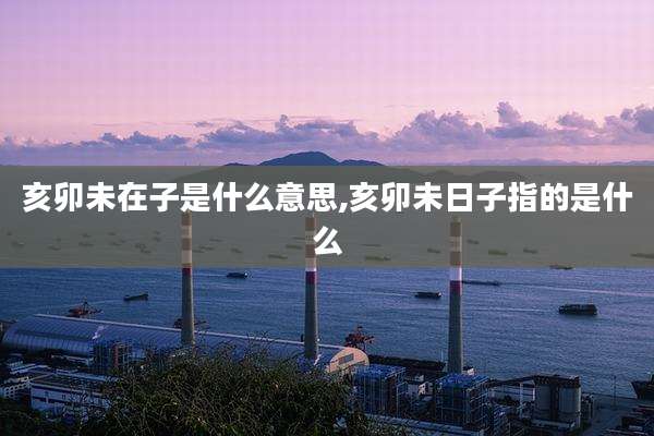 亥卯未在子是什么意思,亥卯未日子指的是什么