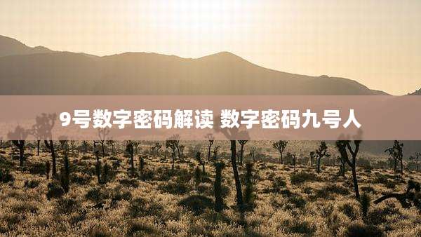 9号数字密码解读 数字密码九号人