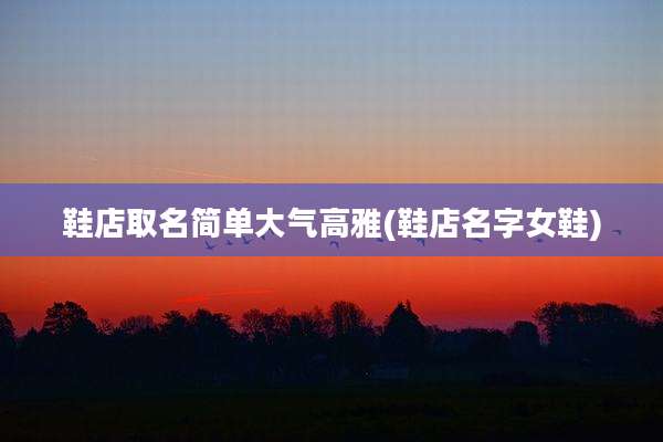 鞋店取名简单大气高雅(鞋店名字女鞋)
