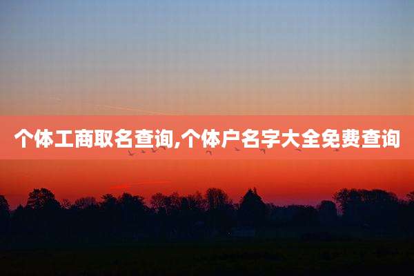 个体工商取名查询,个体户名字大全免费查询