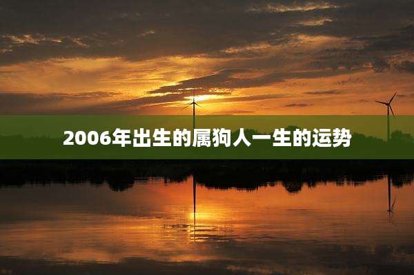 2006年出生的属狗人一生的运势