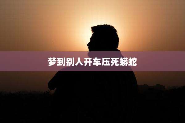 梦到别人开车压死蟒蛇