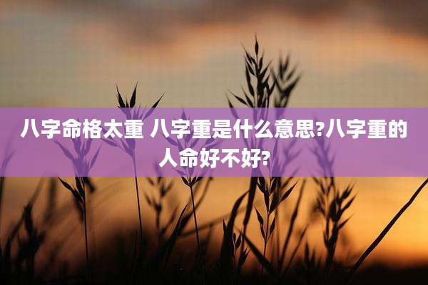 八字命格太重 八字重是什么意思?八字重的人命好不好?