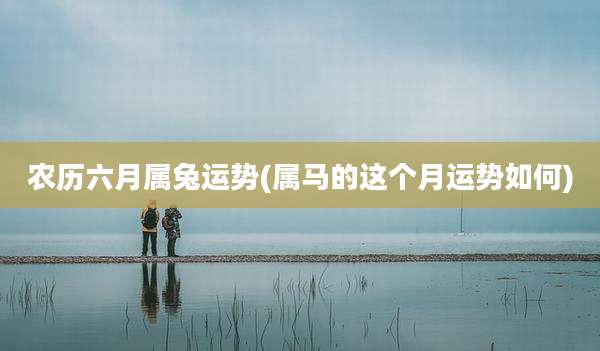 农历六月属兔运势(属马的这个月运势如何)